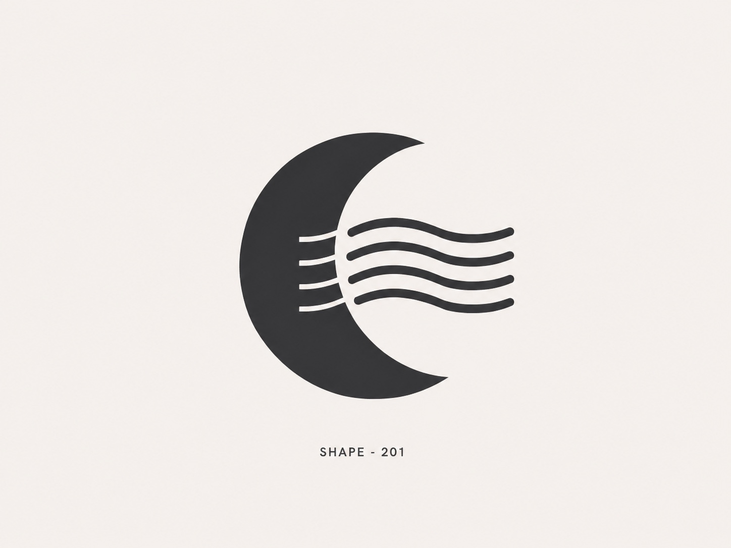 Moon Post Service mark — solid black crescent with postmark waves
