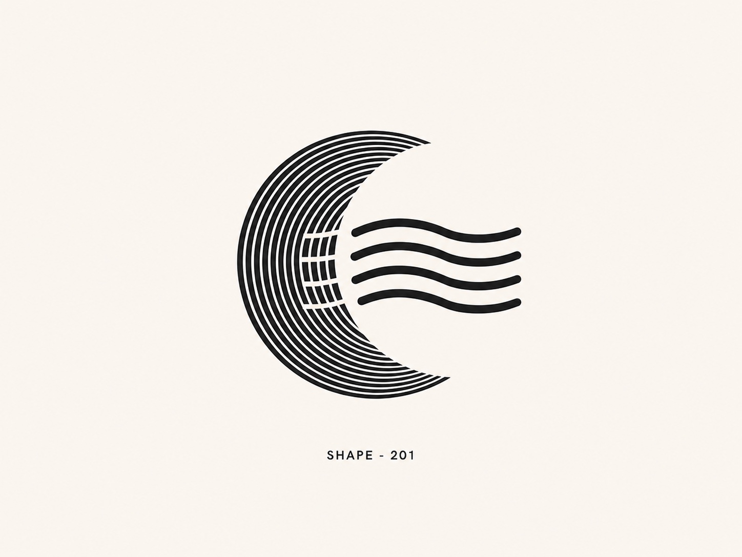 Moon Post Service mark — concentric-line crescent with postmark waves